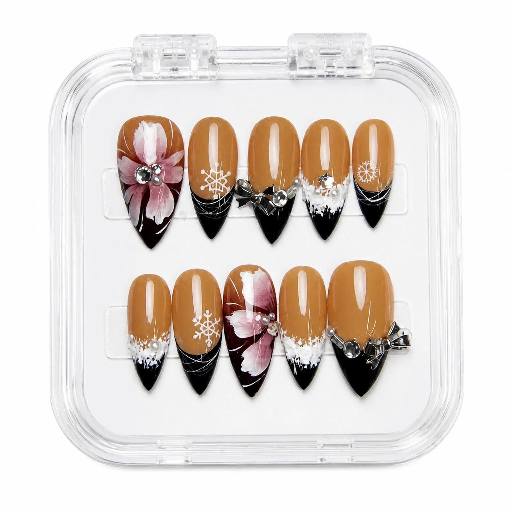 Press-on Nails Wholesale $14.90 Caramel Gilded Blossom by Yabe Vietnam