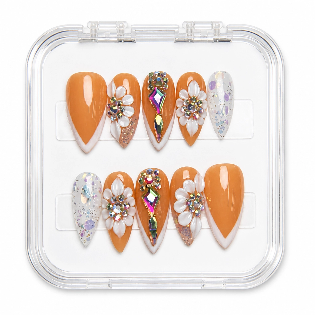 Press-on Nails Wholesale $14.90 Caramel Opulence by Yabe Vietnam