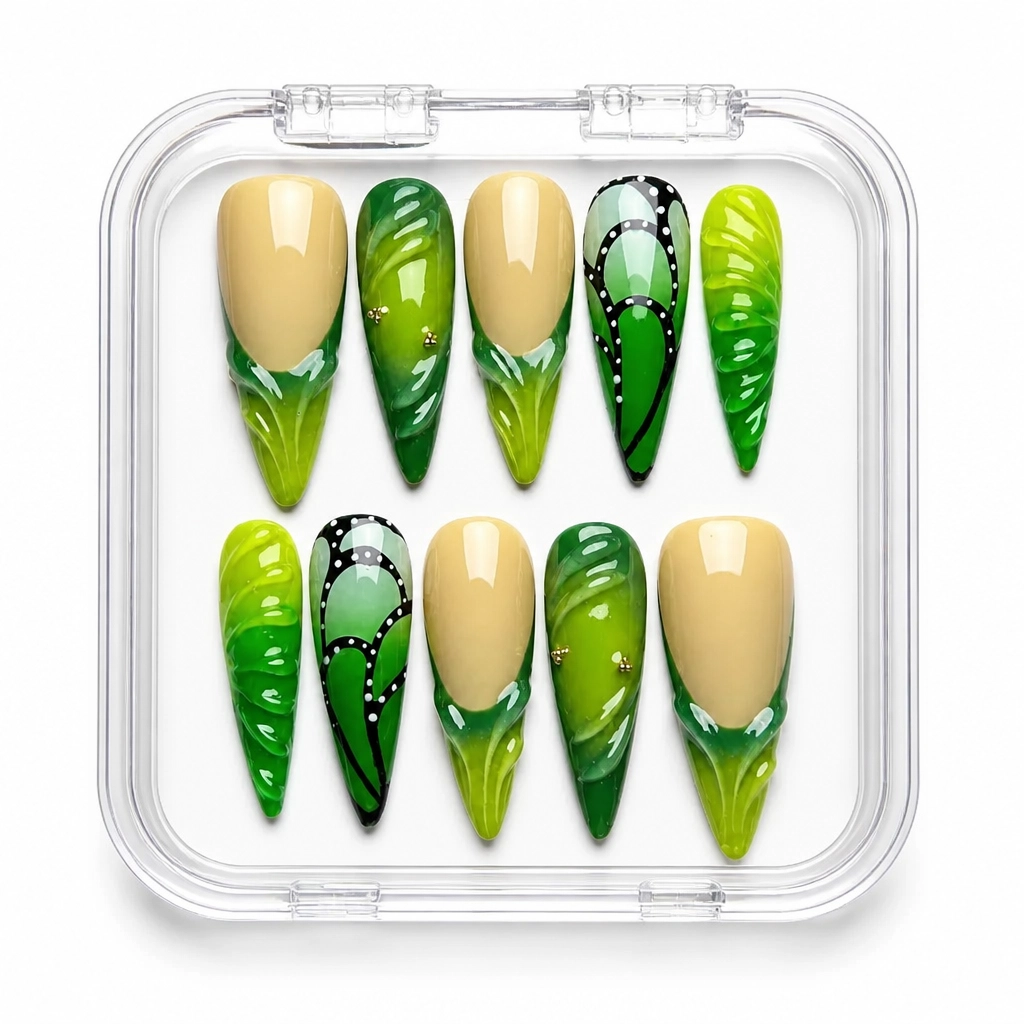 Press-on Nails Wholesale $14.90 Verdant Elegance by Yabe Vietnam