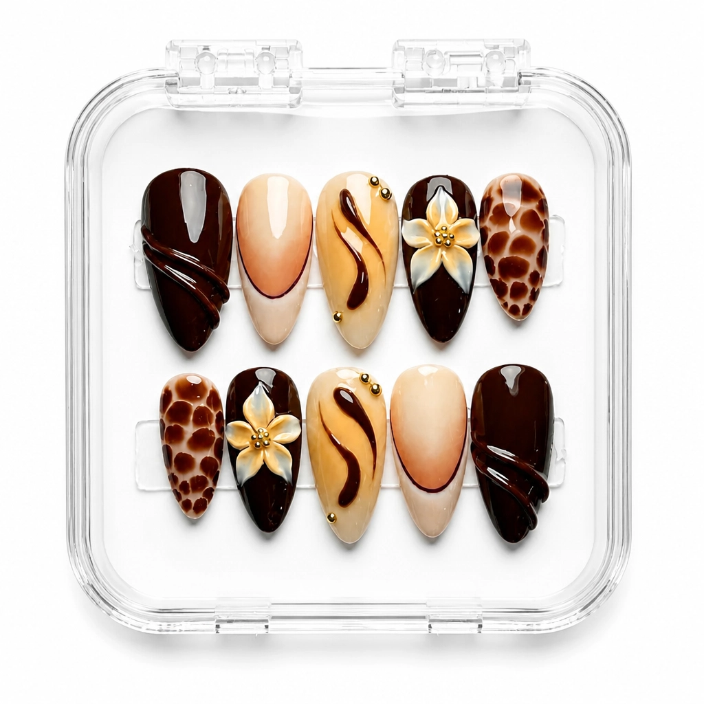 Press-on Nails Wholesale $14.90 Burgundy Tortoiseshell by Yabe Vietnam