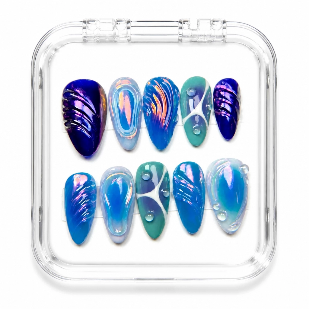 Press-on Nails Wholesale $14.90 Oceanic Swirl by Yabe Vietnam