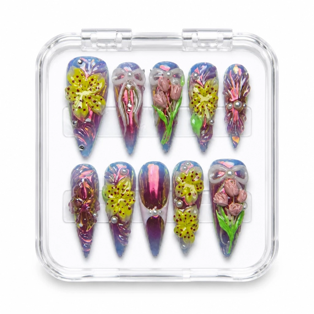 Press-on Nails Wholesale $14.90 Burgundy Botanica by Yabe Vietnam