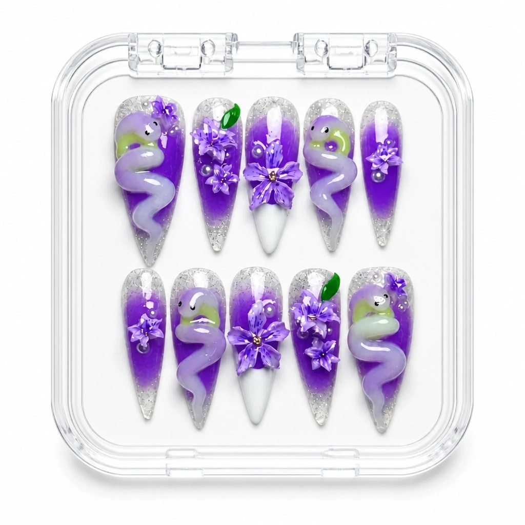 Press-on Nails Wholesale $14.90 Violet Bloom by Yabe Vietnam
