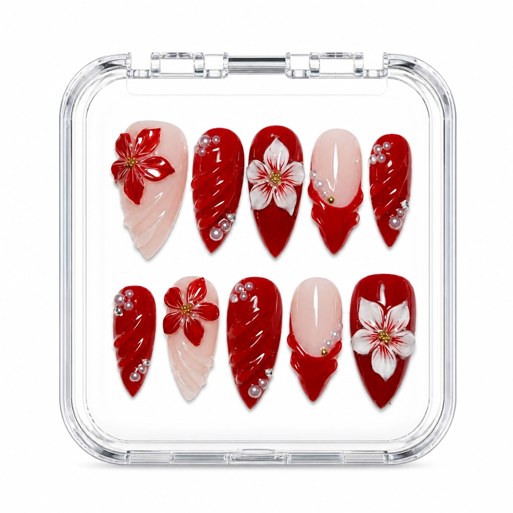 Press-on Nails Wholesale $14.90 Crimson Bloom by Yabe Vietnam