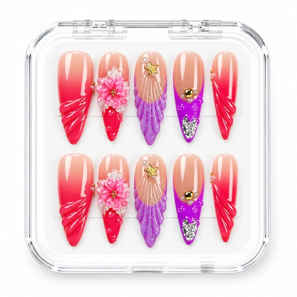 Press-on Nails Wholesale $14.90 Crimson Bloom by Yabe Vietnam