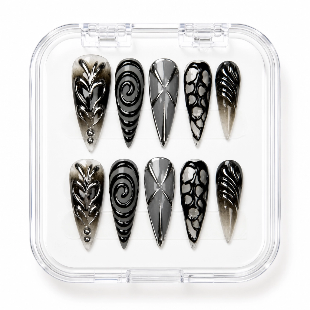 Press-on Nails Wholesale $14.90 Feather Noir by Yabe Vietnam