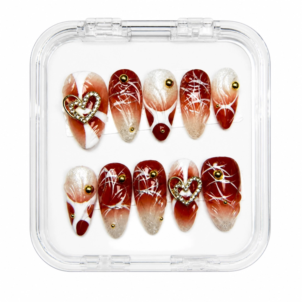 Press-on Nails Wholesale $14.90 Crimson Elegance by Yabe Vietnam