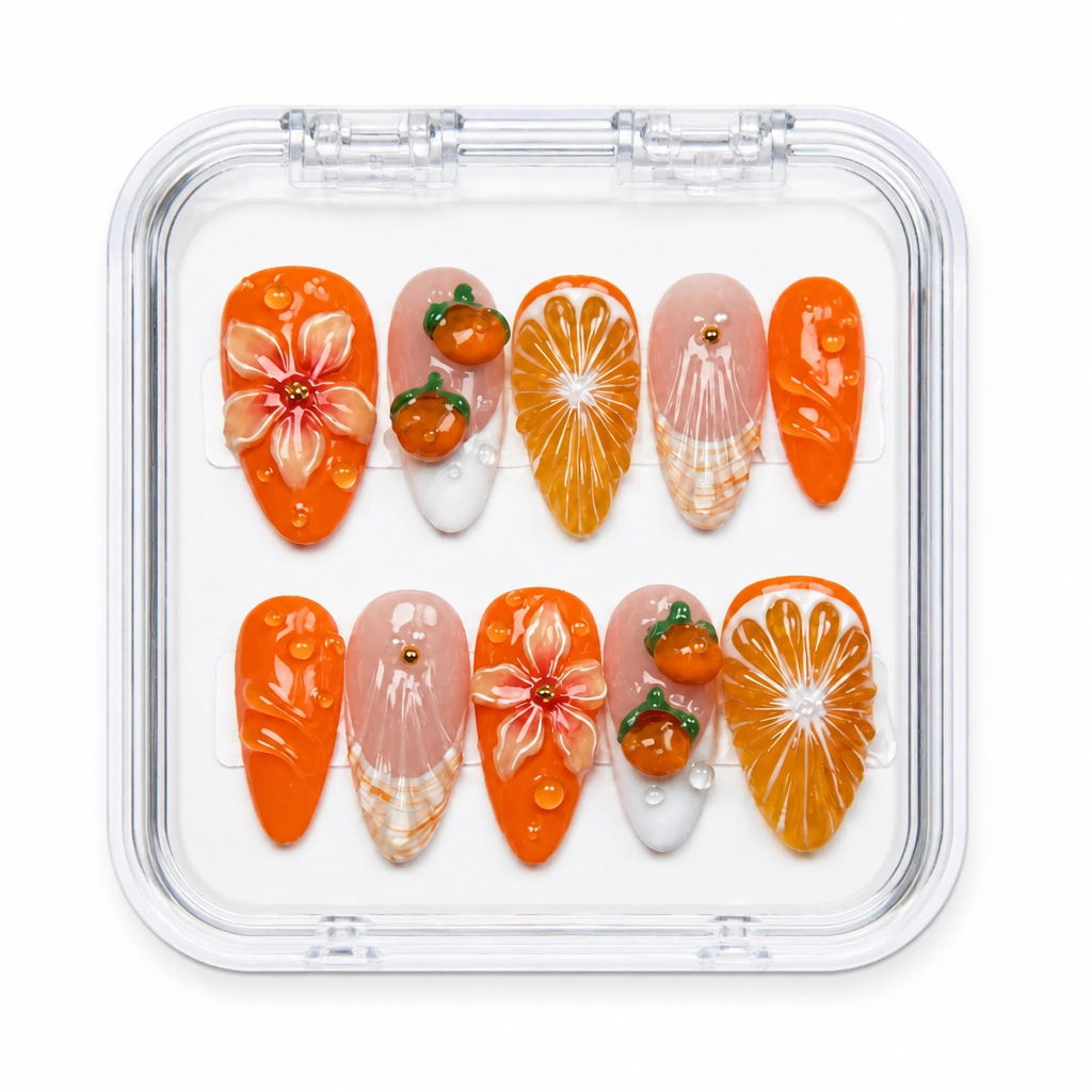 Press-on Nails Wholesale $14.90 Citrus Bloom by Yabe Vietnam