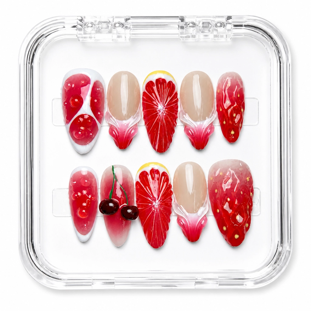 Press-on Nails Wholesale $14.90 Velvet Crimson Blossom by Yabe Vietnam
