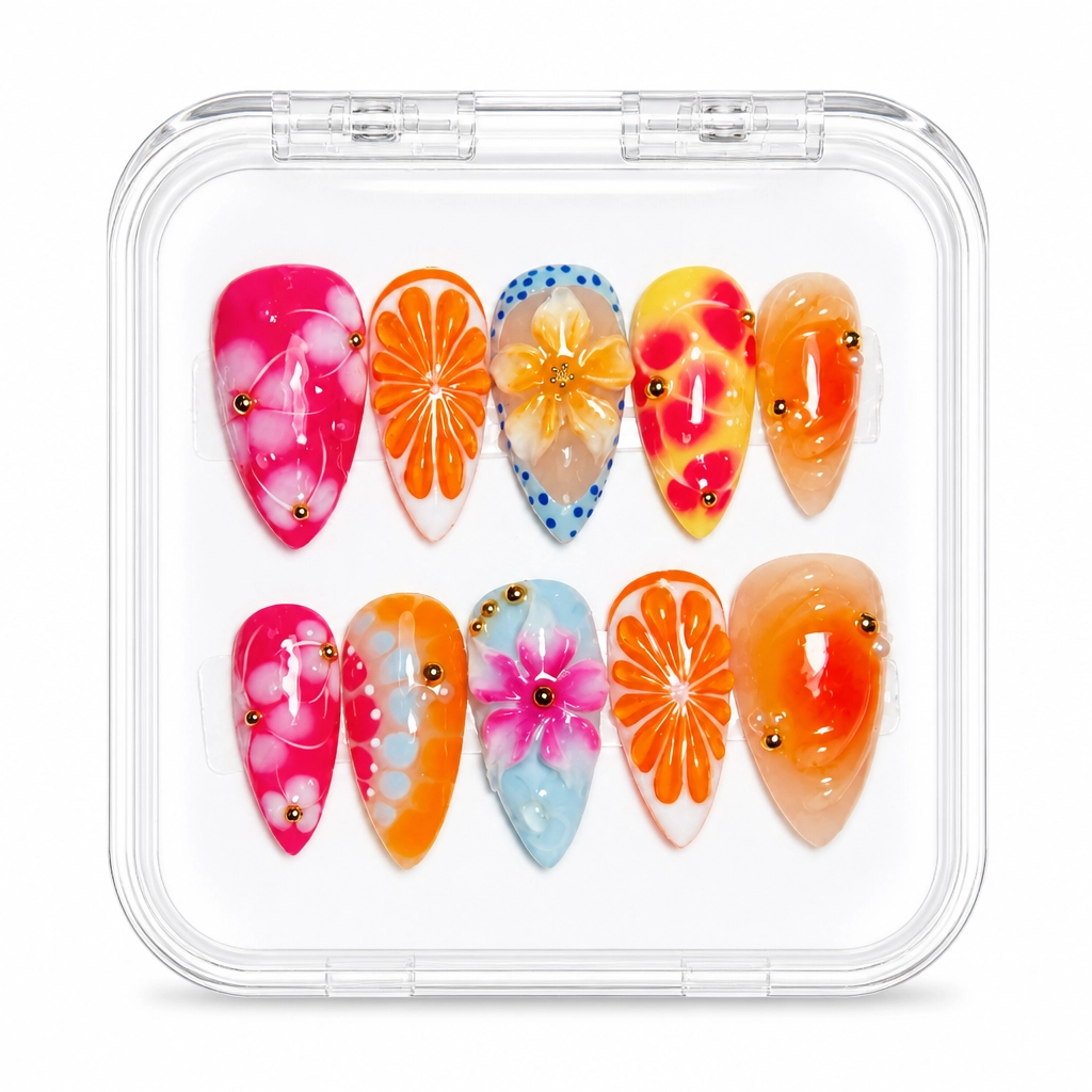 Press-on Nails Wholesale $14.90 Citrus Bloom by Yabe Vietnam