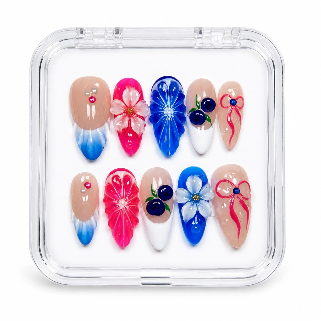 Press-on Nails Wholesale $14.90 Floral Jewel Elegance by Yabe Vietnam