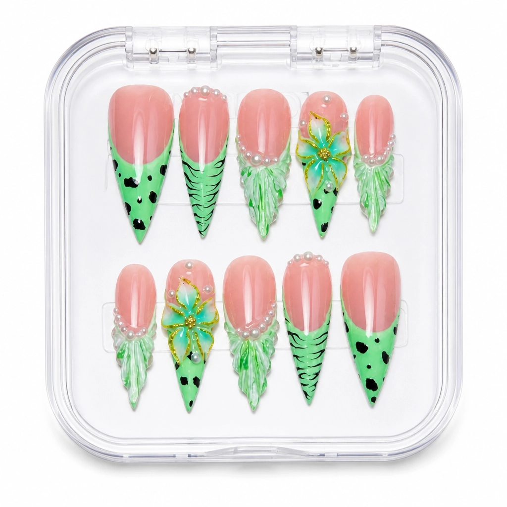 Press-on Nails Wholesale $14.90 Verdant Elegance by Yabe Vietnam