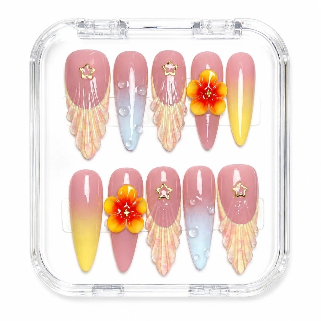 Press-on Nails Wholesale $14.90 Mauve Crimson Bloom by Yabe Vietnam