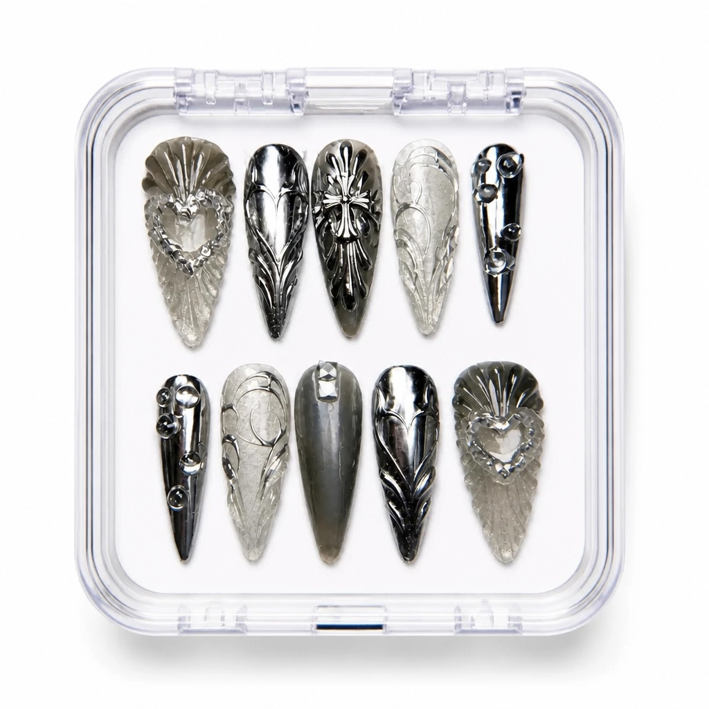 Press-on Nails Wholesale $14.90 Metallic Feather Luxe by Yabe Vietnam
