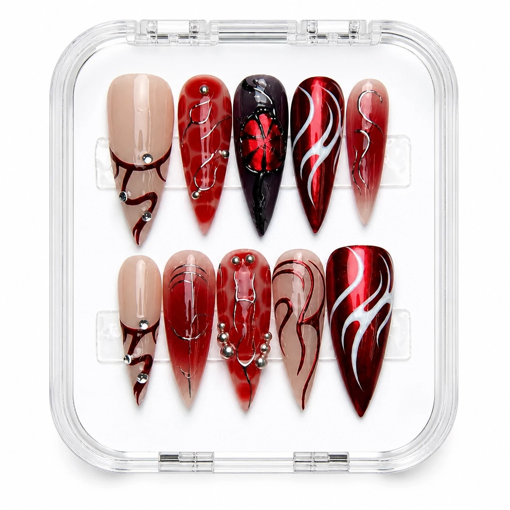 Press-on Nails Wholesale $14.90 Crimson Allure by Yabe Vietnam
