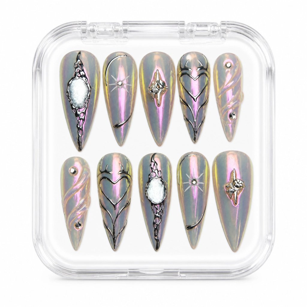 Press-on Nails Wholesale $14.90 Holographic Obsidian by Yabe Vietnam