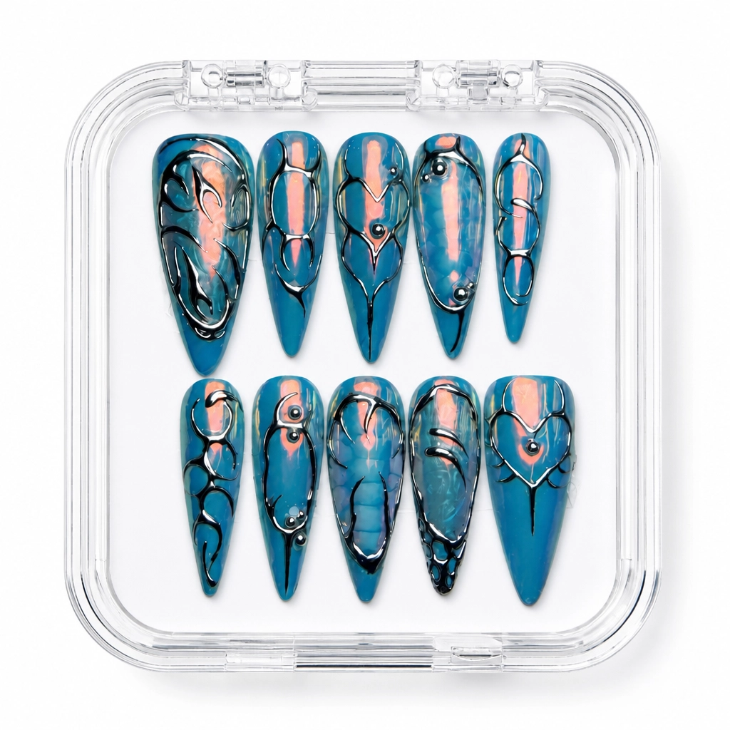 Press-on Nails Wholesale $14.90 Teal Luxe by Yabe Vietnam