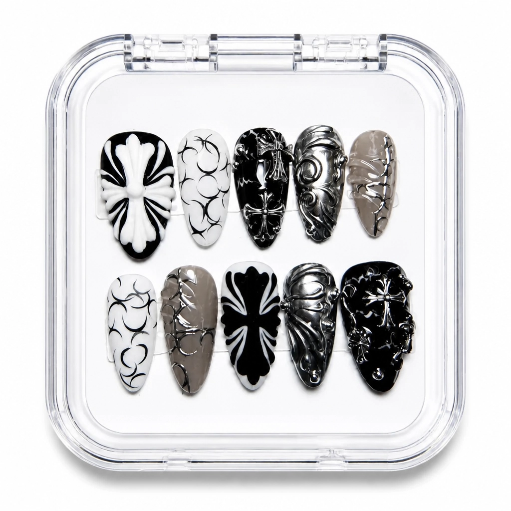 Press-on Nails Wholesale $14.90 Obsidian Elegance by Yabe Vietnam