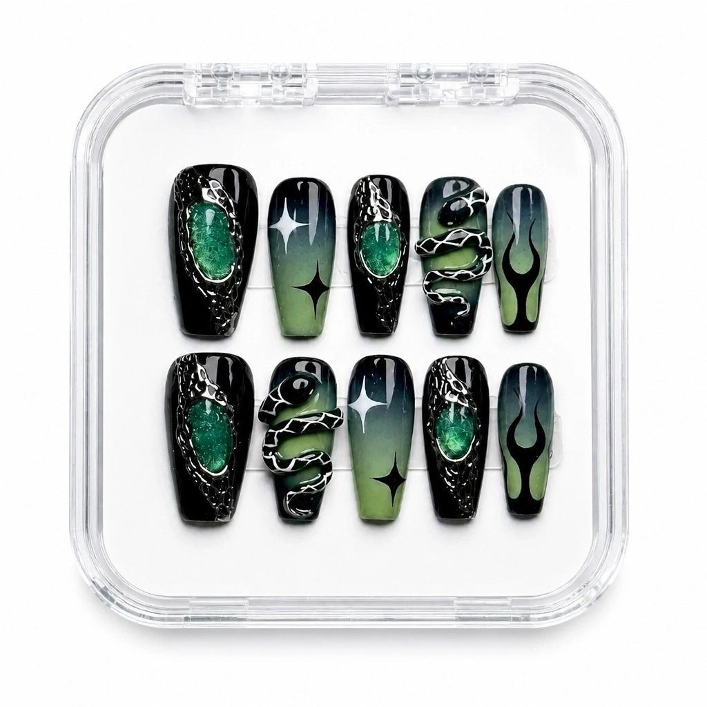 Press-on Nails Wholesale $14.90 Emerald Elegance by Yabe Vietnam