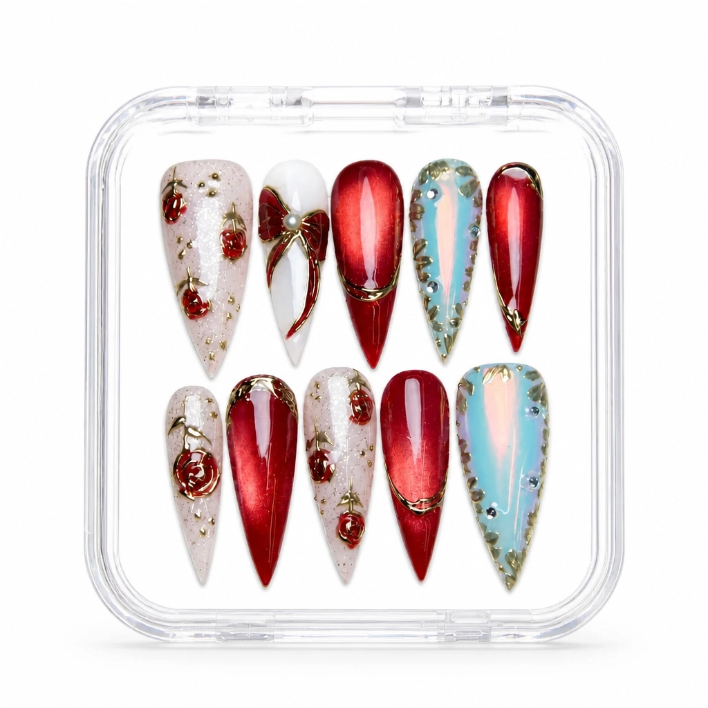Press-on Nails Wholesale $14.90 Satin Crimson Luxe by Yabe Vietnam
