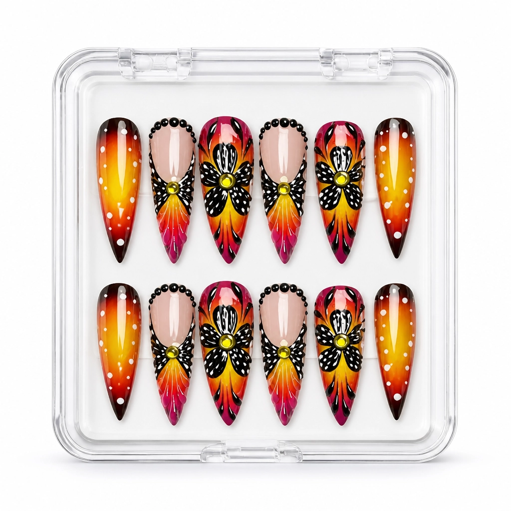Press-on Nails Wholesale $14.90 Sunset Butterfly by Yabe Vietnam