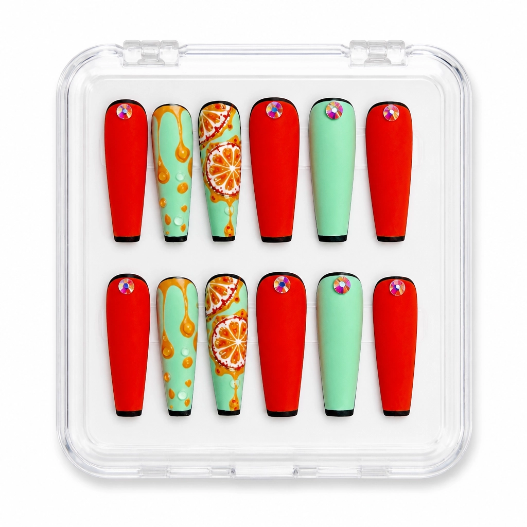 Press-on Nails Wholesale $14.90 Citrus Sunset by Yabe Vietnam