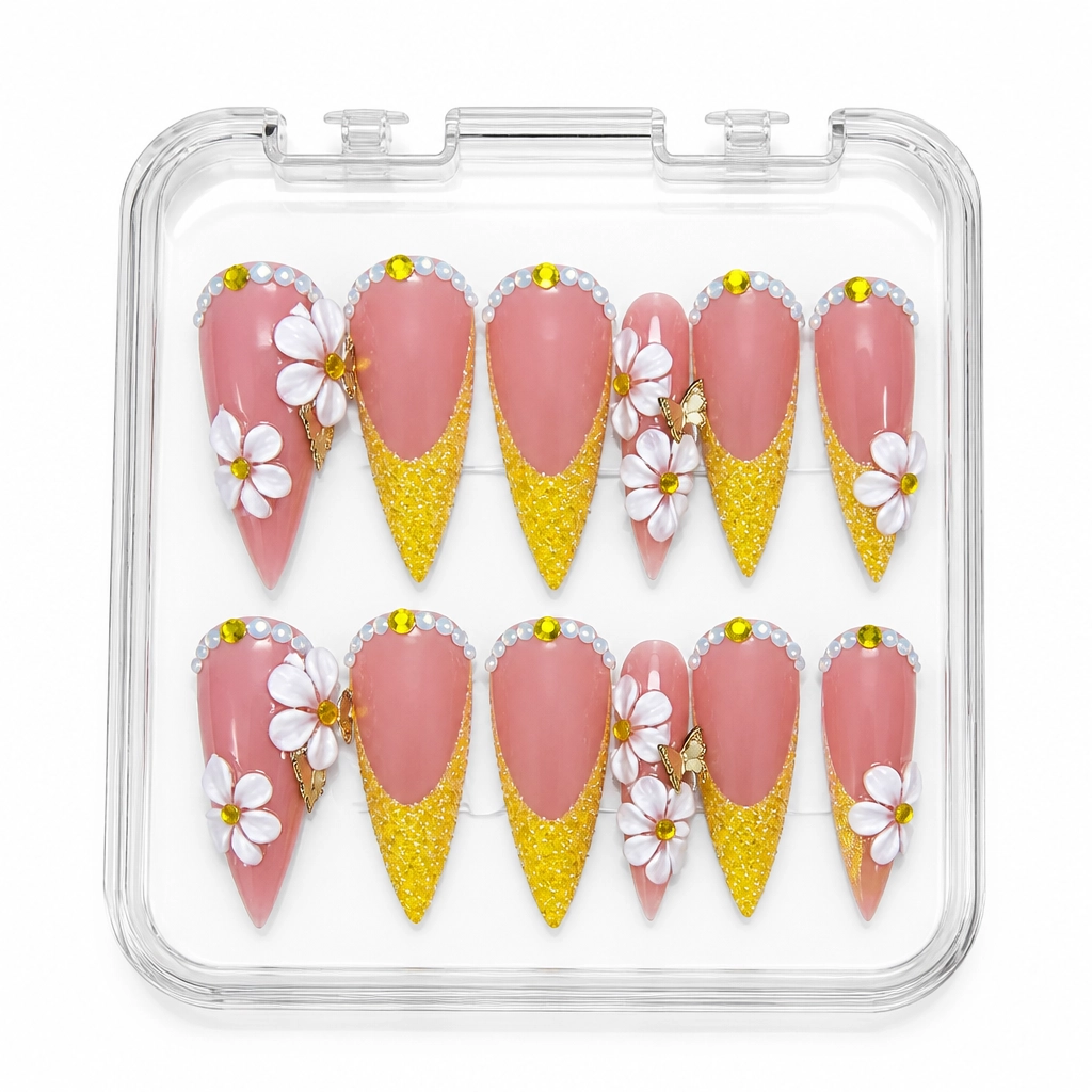 Press-on Nails Wholesale $14.90 Golden Daisy Dream by Yabe Vietnam