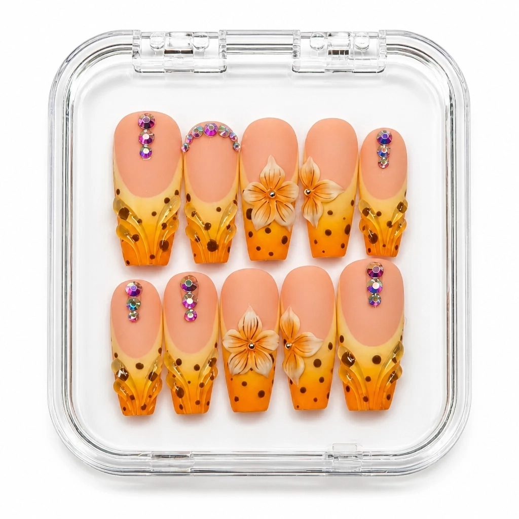 Press-on Nails Wholesale $14.90 Amber Blossom Luxe by Yabe Vietnam