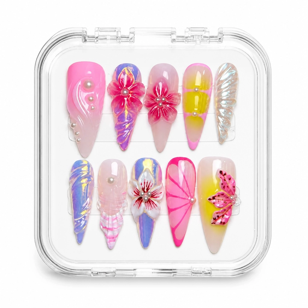 Press-on Nails Wholesale $14.90 Fuchsia Bloom by Yabe Vietnam