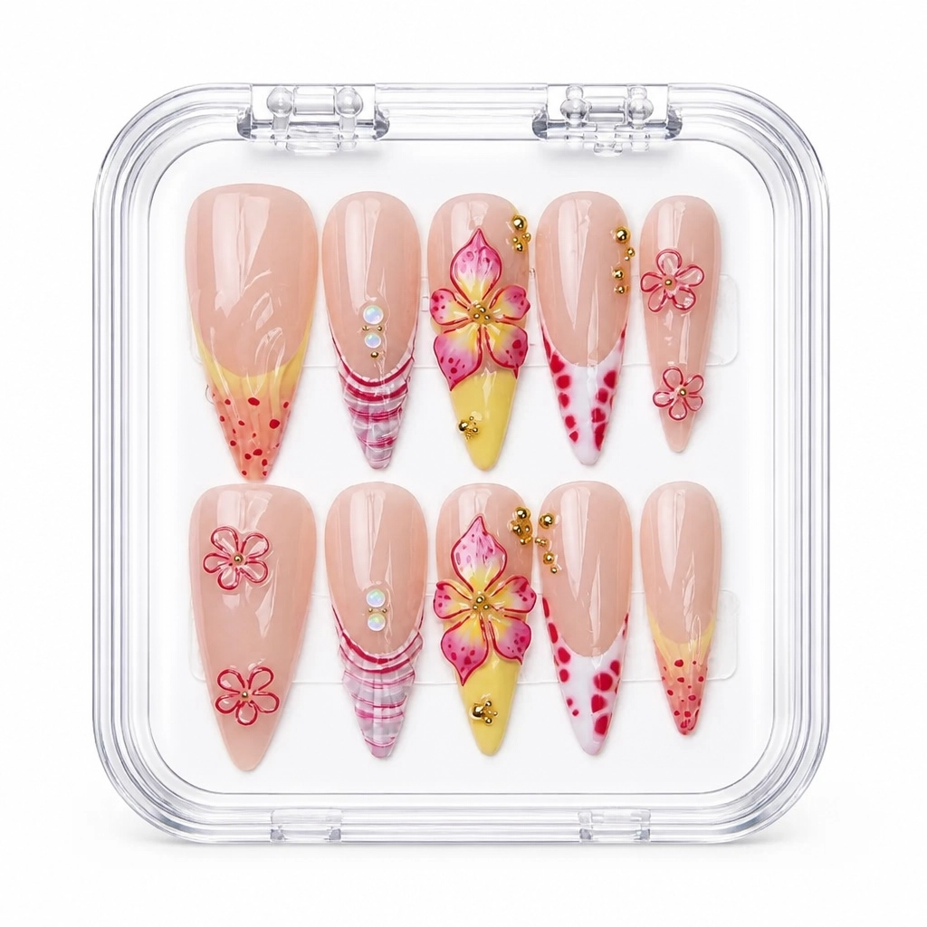 Press-on Nails Wholesale $14.90 Pink Blossom Luxe by Yabe Vietnam