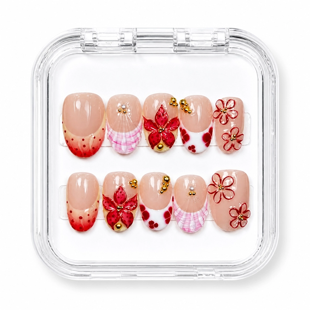 Press-on Nails Wholesale $14.90 Crimson Velvet Bloom by Yabe Vietnam