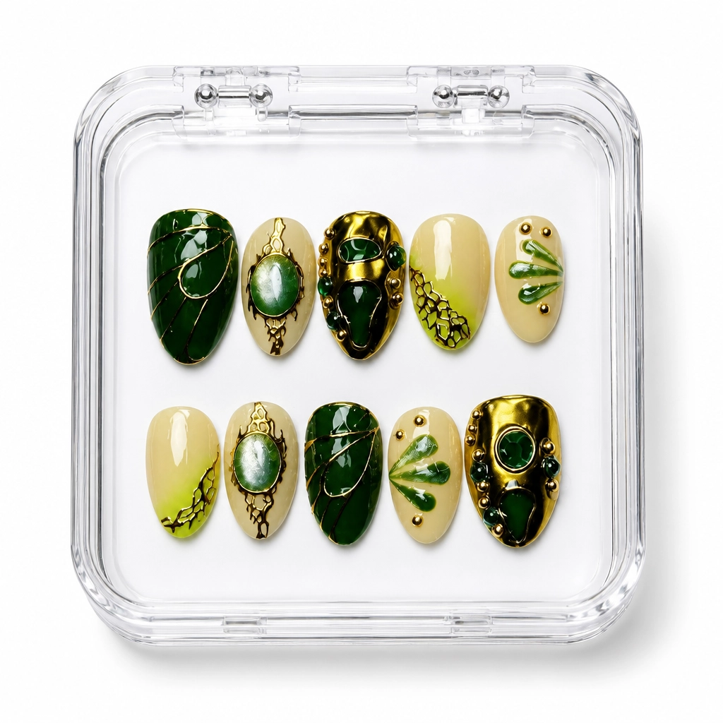 Press-on Nails Wholesale $14.90 Satin Emerald Luxe by Yabe Vietnam