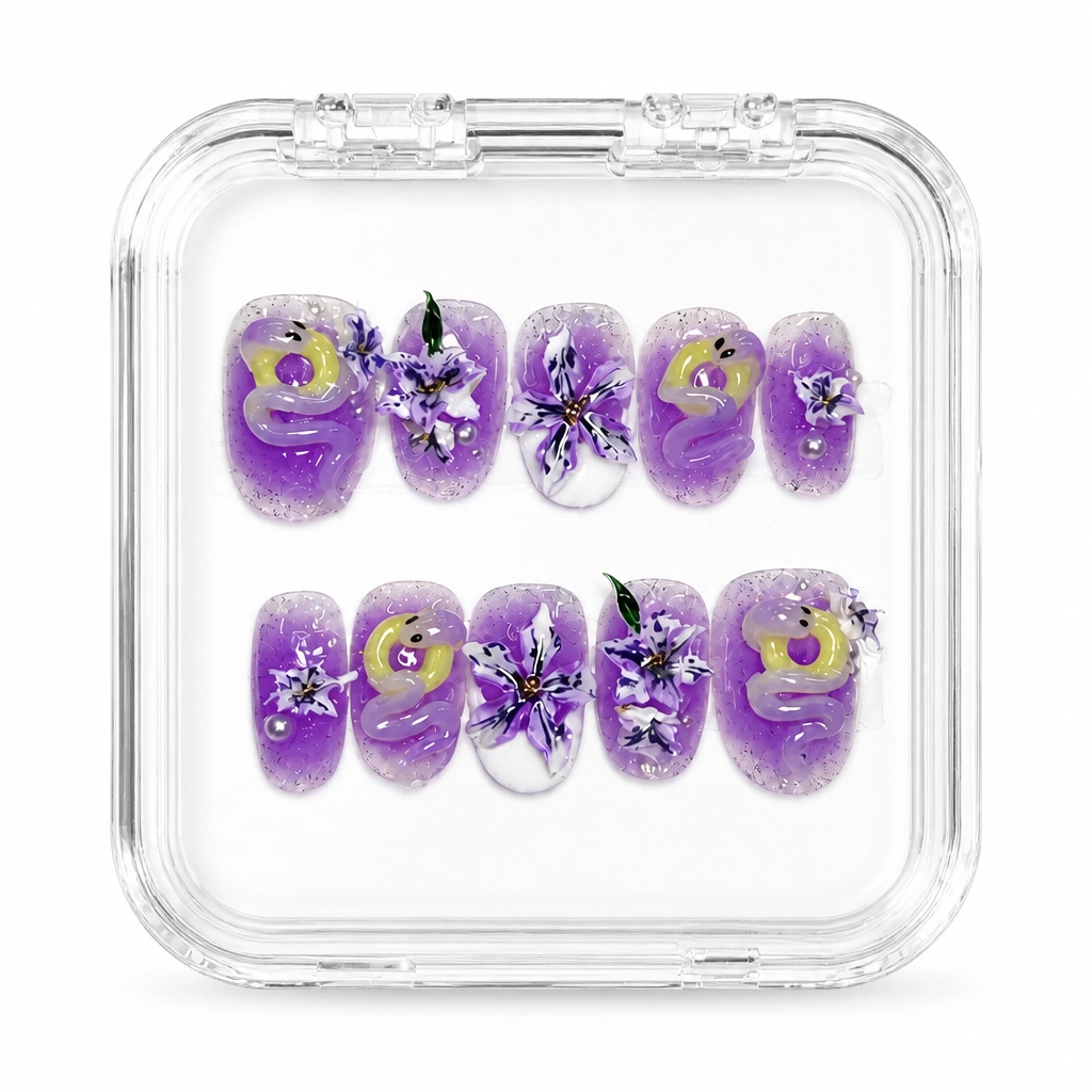 Press-on Nails Wholesale $14.90 Amethyst Blossom by Yabe Vietnam