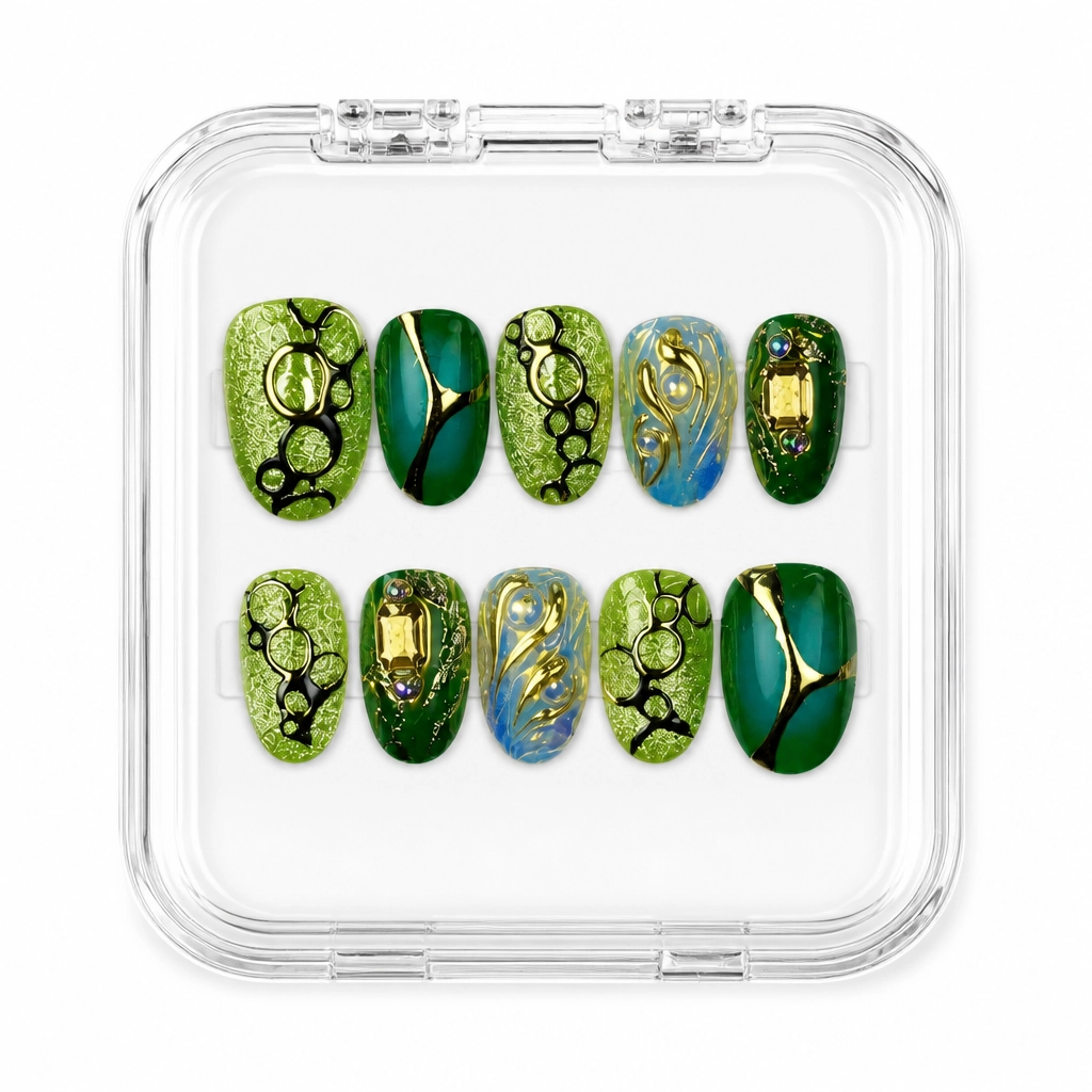 Press-on Nails Wholesale $14.90 Emerald Celestial by Yabe Vietnam