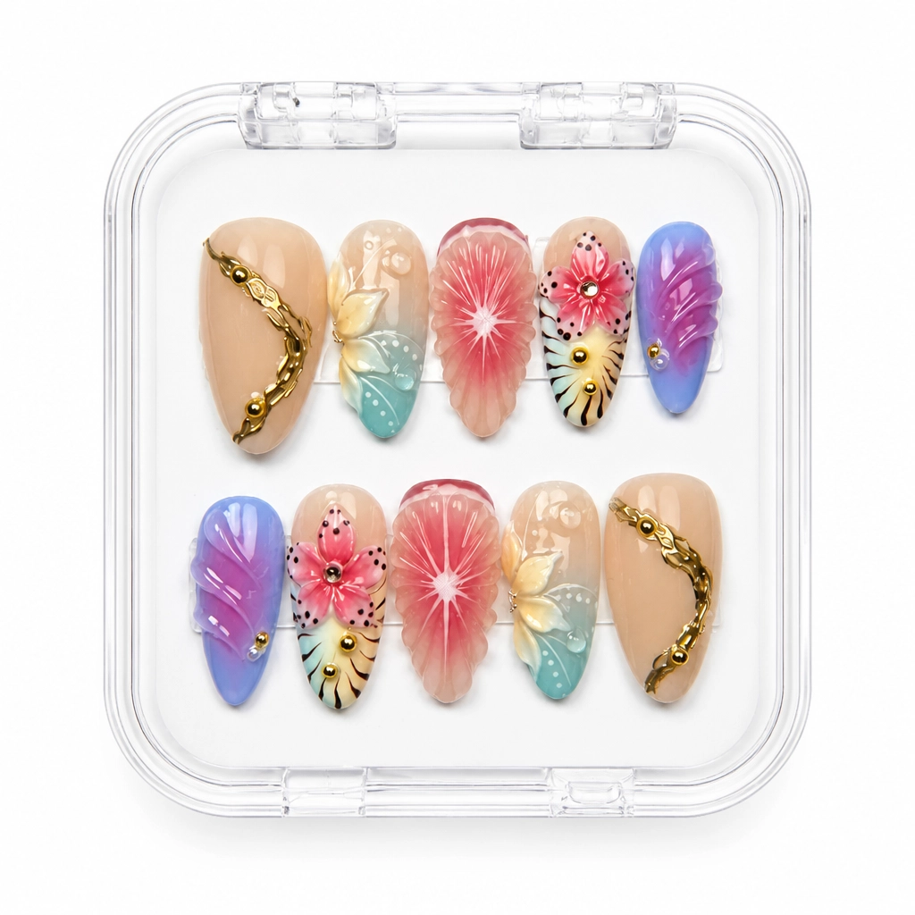 Press-on Nails Wholesale $14.90 Botanical Aurora by Yabe Vietnam