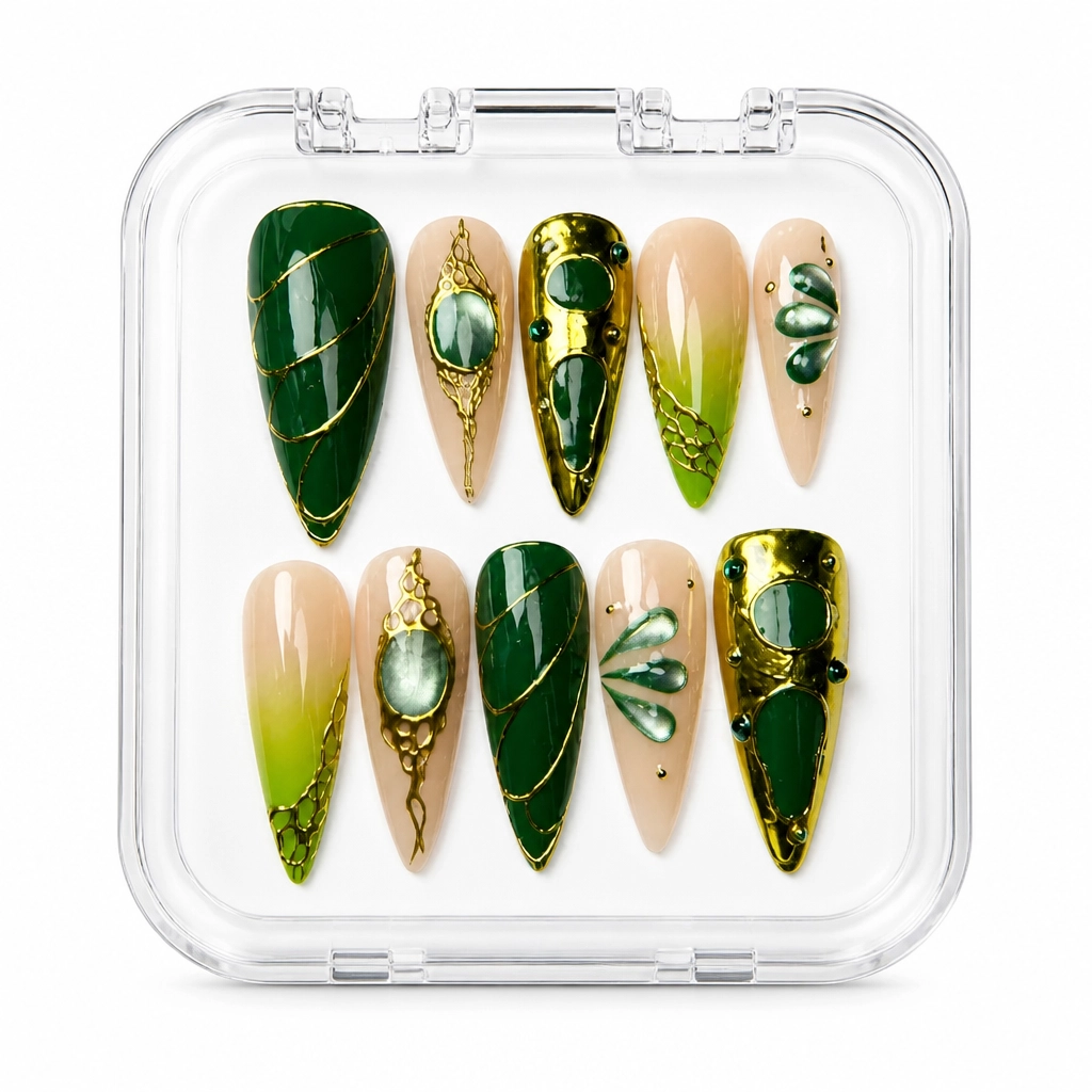 Press-on Nails Wholesale $14.90 Emerald Elegance by Yabe Vietnam