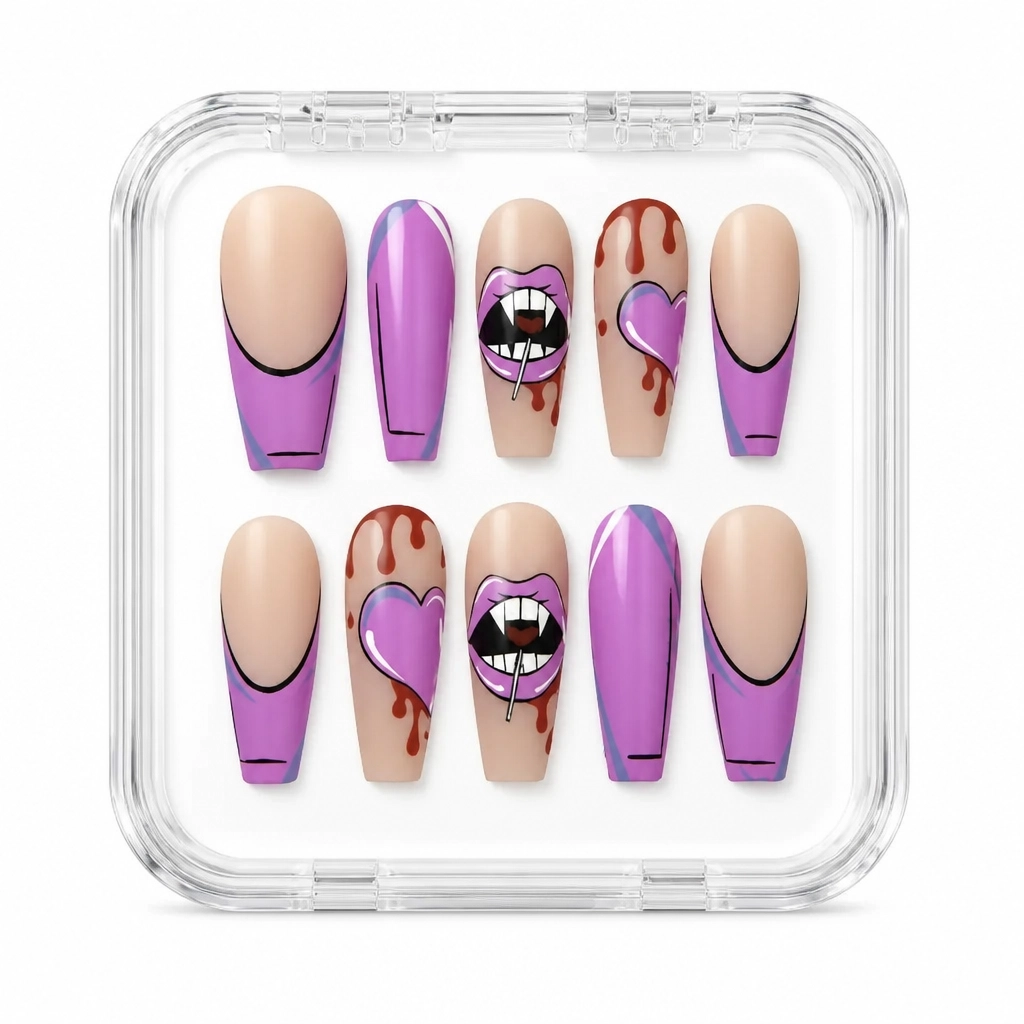 Press-on Nails Wholesale $14.90 Vivid Lip Art by Yabe Vietnam