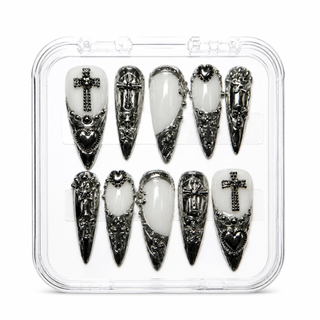 Press-on Nails Wholesale $14.90 Obsidian Elegance by Yabe Vietnam