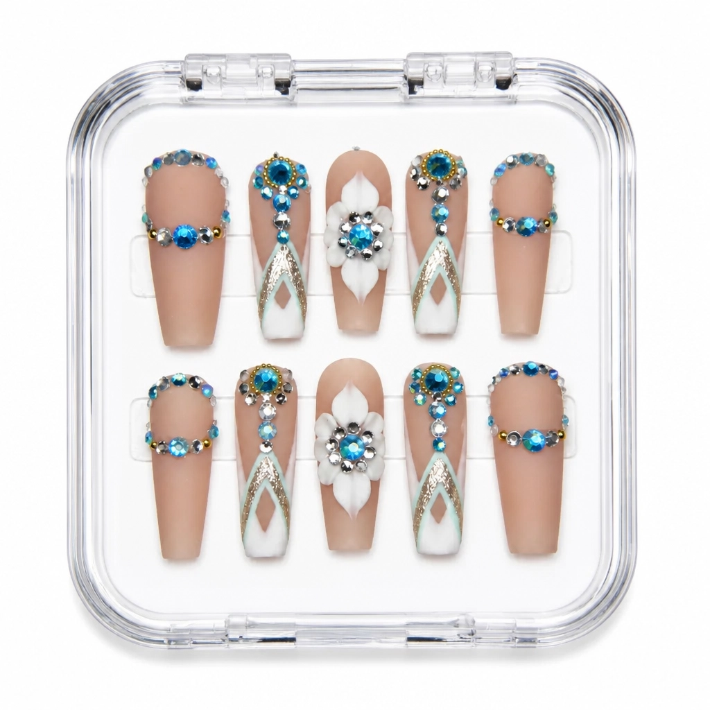 Press-on Nails Wholesale $14.90 Nude Azure Elegance by Yabe Vietnam