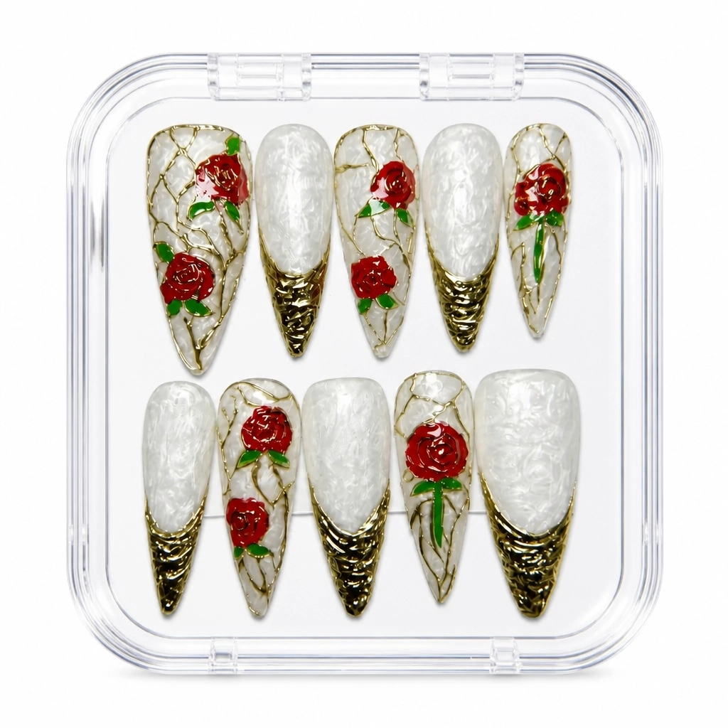 Press-on Nails Wholesale $14.90 Crimson Bloom by Yabe Vietnam