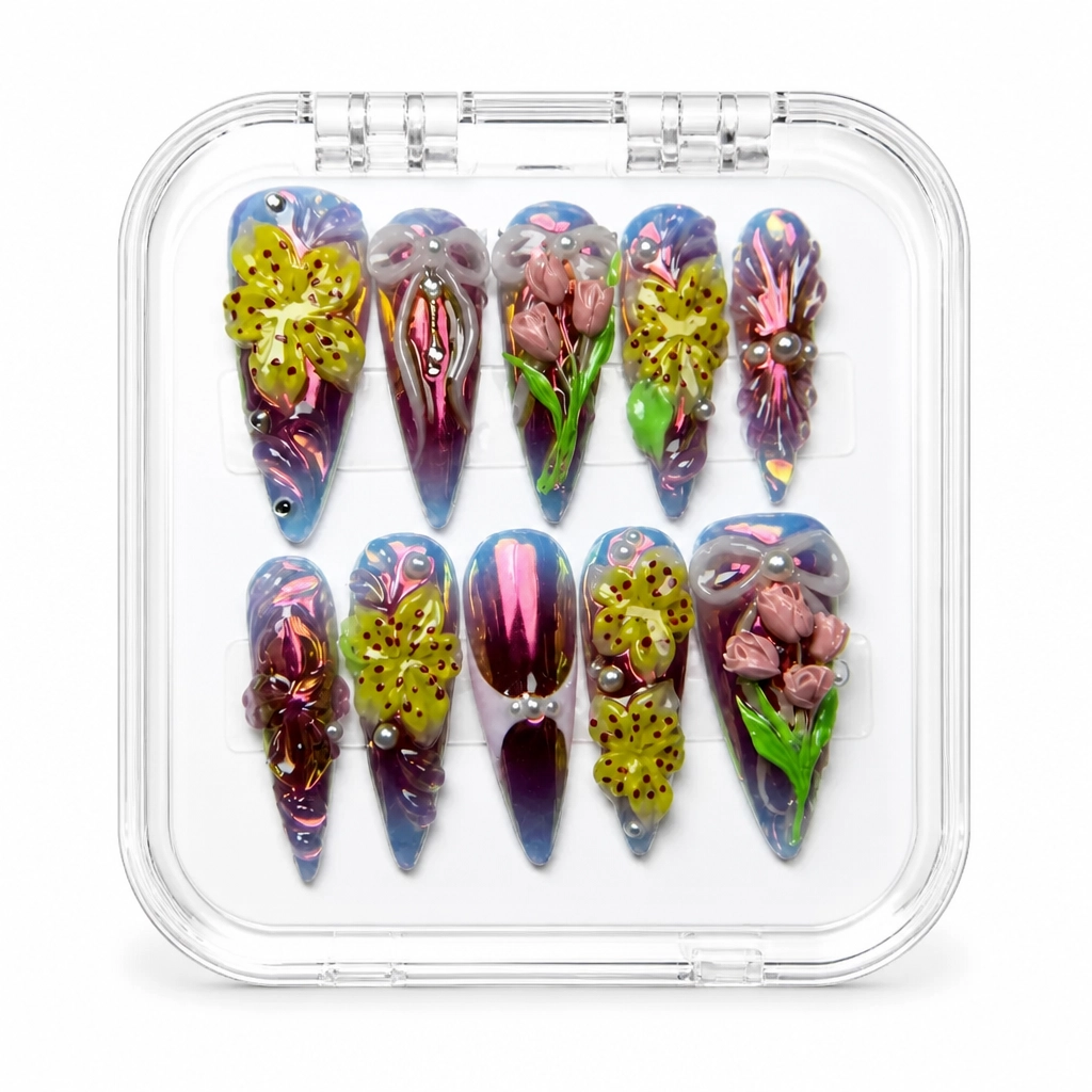 Press-on Nails Wholesale $14.90 Botanical Sparkle by Yabe Vietnam