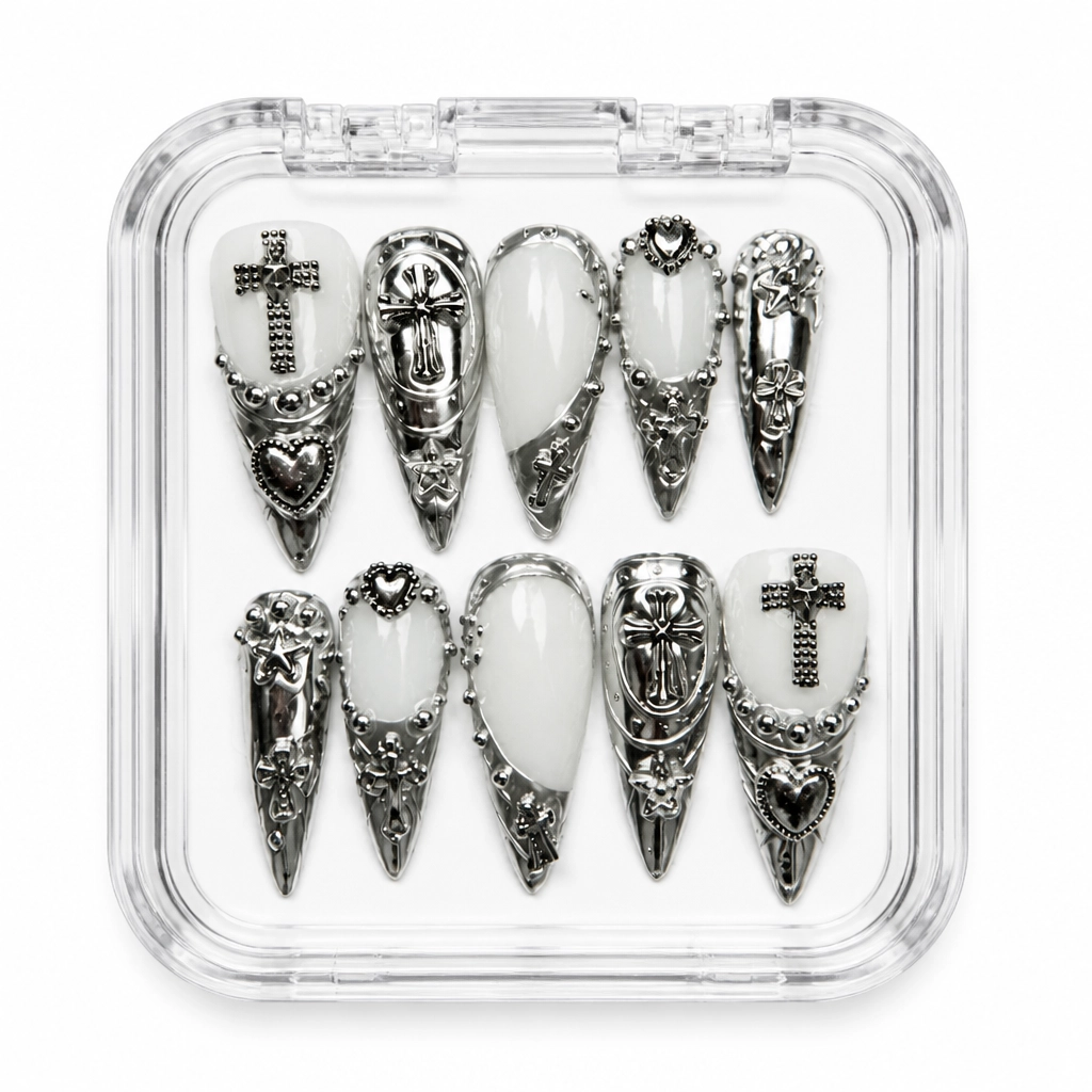 Press-on Nails Wholesale $14.90 Satin Obsidian Elegance by Yabe Vietnam