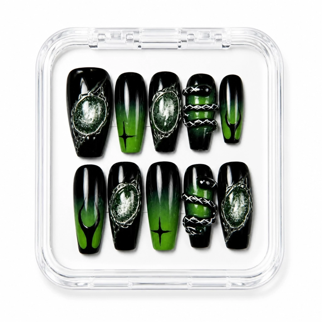 Press-on Nails Wholesale $14.90 Emerald Enigma by Yabe Vietnam