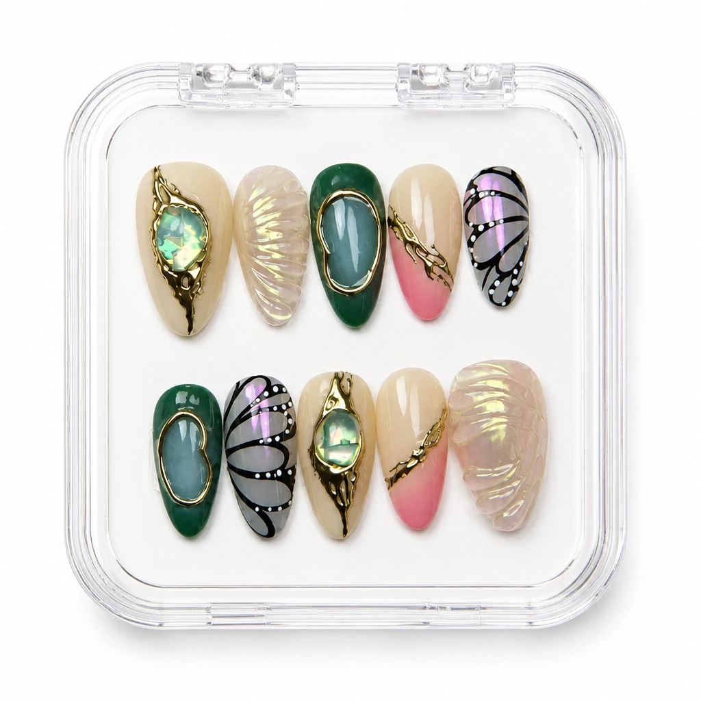 Press-on Nails Wholesale $14.90 Emerald Opulence by Yabe Vietnam