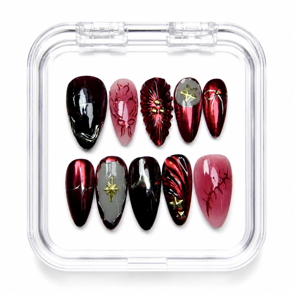 Press-on Nails Wholesale $14.90 Celestial Crimson by Yabe Vietnam