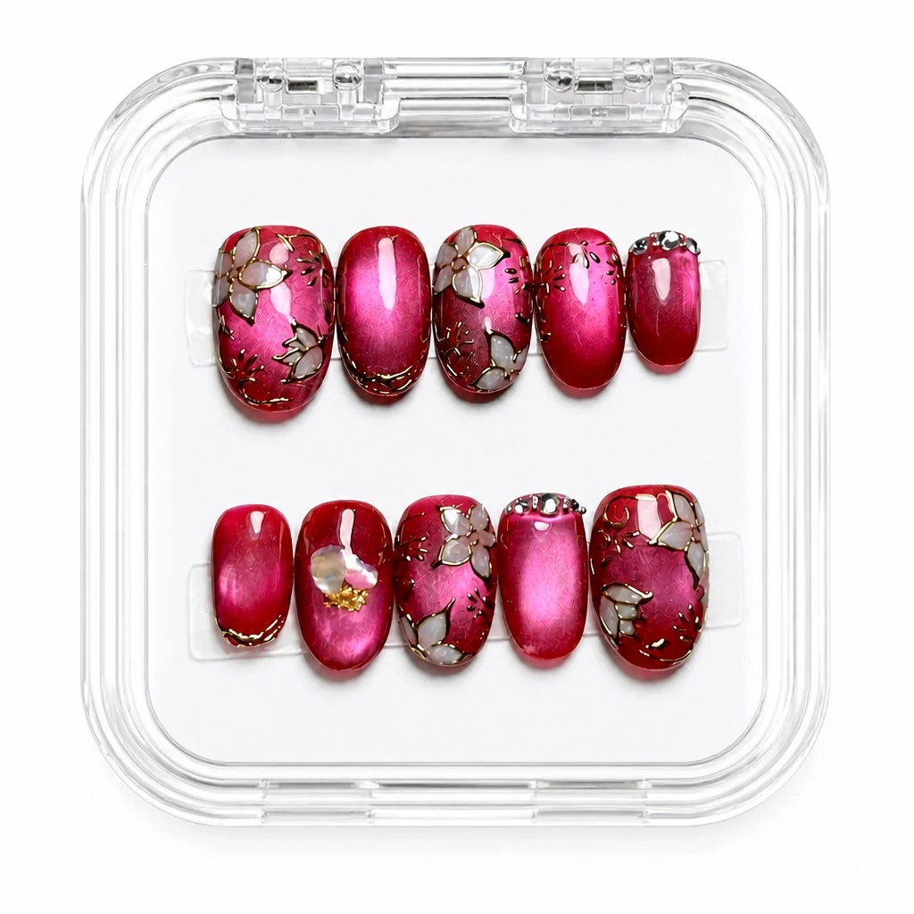 Press-on Nails Wholesale $14.90 Crimson Bloom by Yabe Vietnam