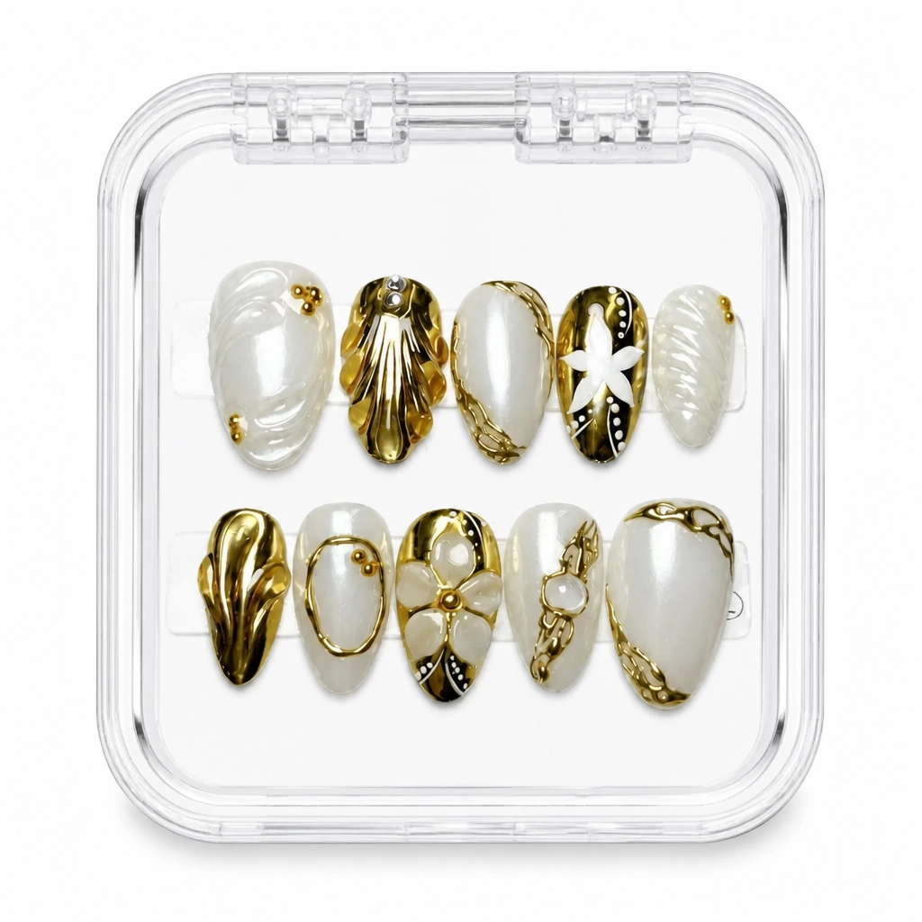 Press-on Nails Wholesale $14.90 Gilded Elegance by Yabe Vietnam