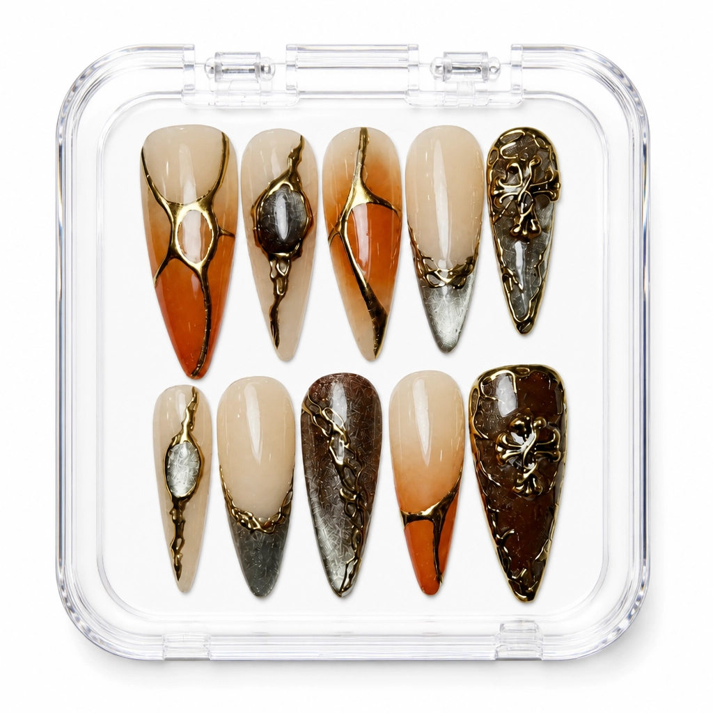 Press-on Nails Wholesale $14.90 Caramel Elegance by Yabe Vietnam