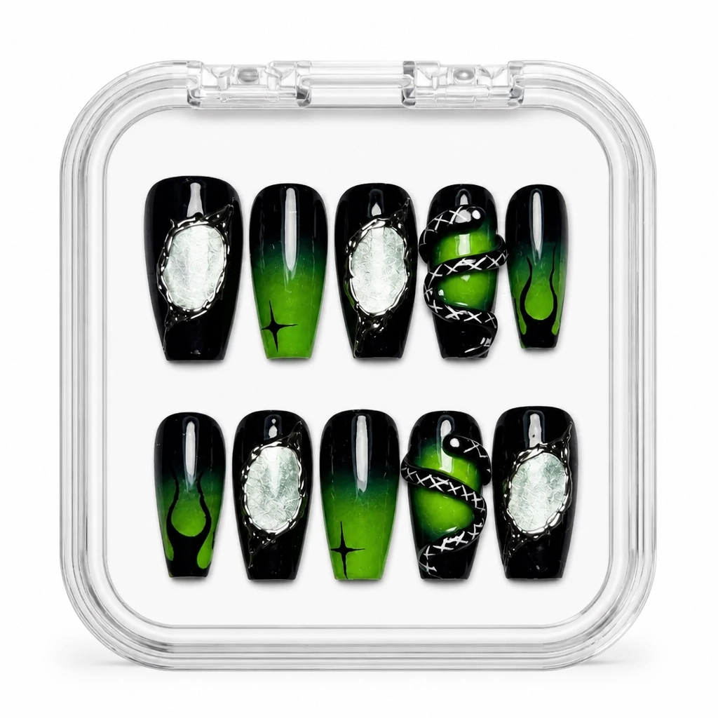 Press-on Nails Wholesale $14.90 Emerald Elegance by Yabe Vietnam