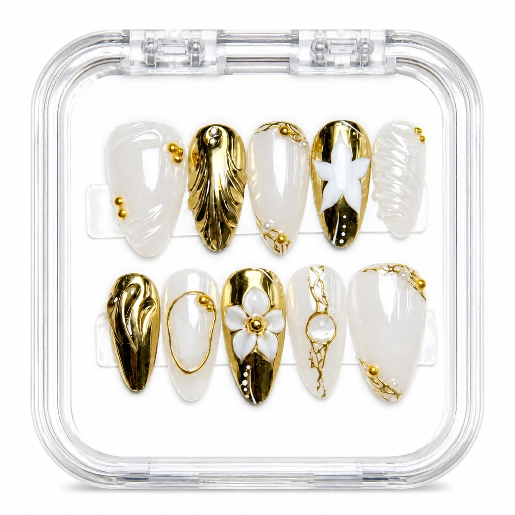 Press-on Nails Wholesale $14.90 Liquid Gold Elegance by Yabe Vietnam